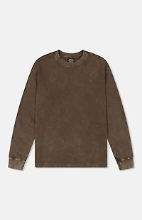 WeSC America Inc Chocolate Thermal Enzyme Washed Vertical Logo Long Sleeve T-Shirt