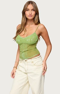 Edikted Azelia Beaded Sheer Chiffon Top