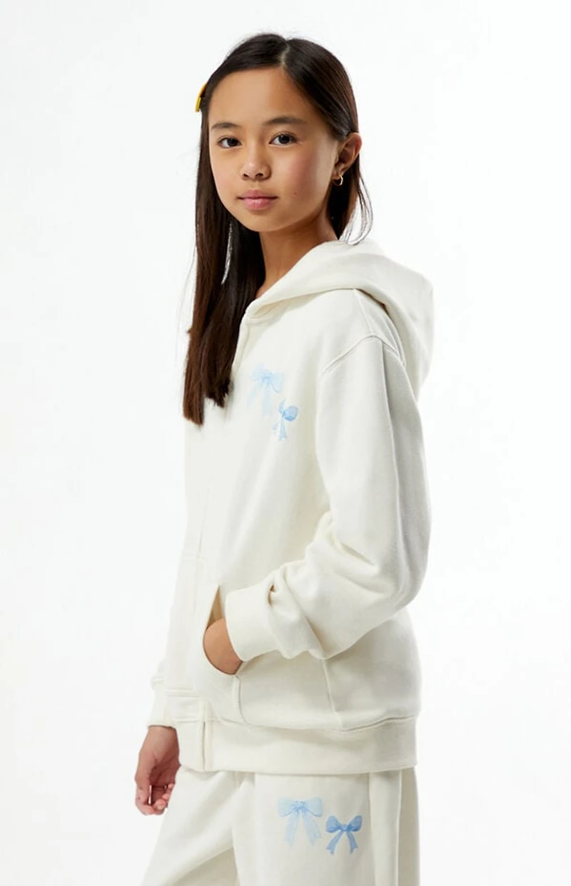 Pacsun Kids Off White Bows Full Zip Hoodie