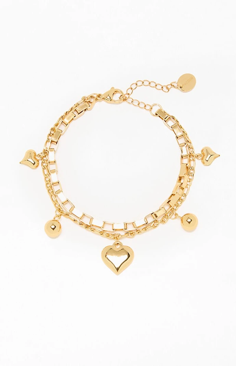 LA Hearts Piper Heart Charm Bracelet