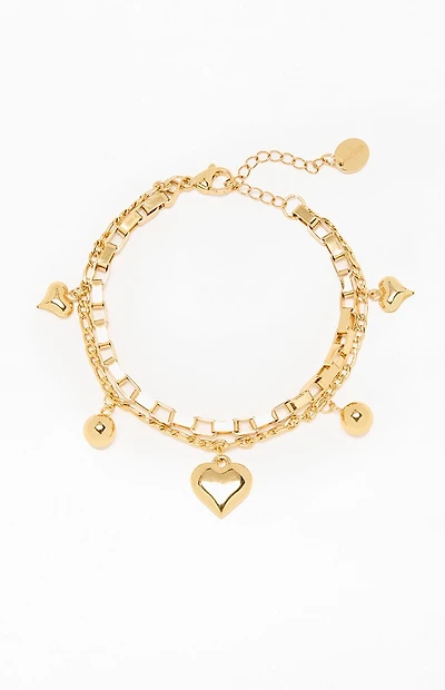 LA Hearts Piper Heart Charm Bracelet
