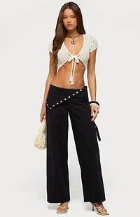 Edikted Button Foldover Low Rise Baggy Jeans
