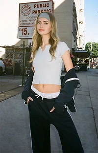 John Galt Light Blue Ashlyn Notched V-Neck Top