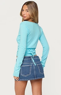 Edikted Belka Long Sleeve Knit Wrap Top