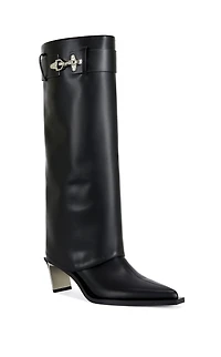 AZALEA WANG Women's Chrono Black Metal Heeled Boots