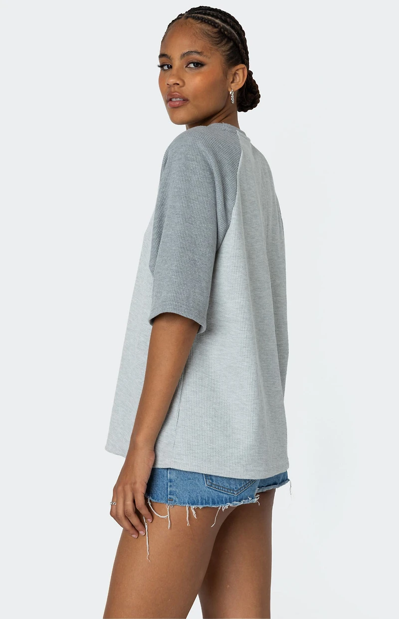 Edikted Oversized Raglan Waffle T-Shirt