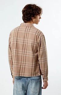 Pacsun Brown Washed Cropped Flannel Shirt
