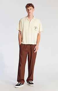 Pacsun Brown Linen Straight Trouser Pants