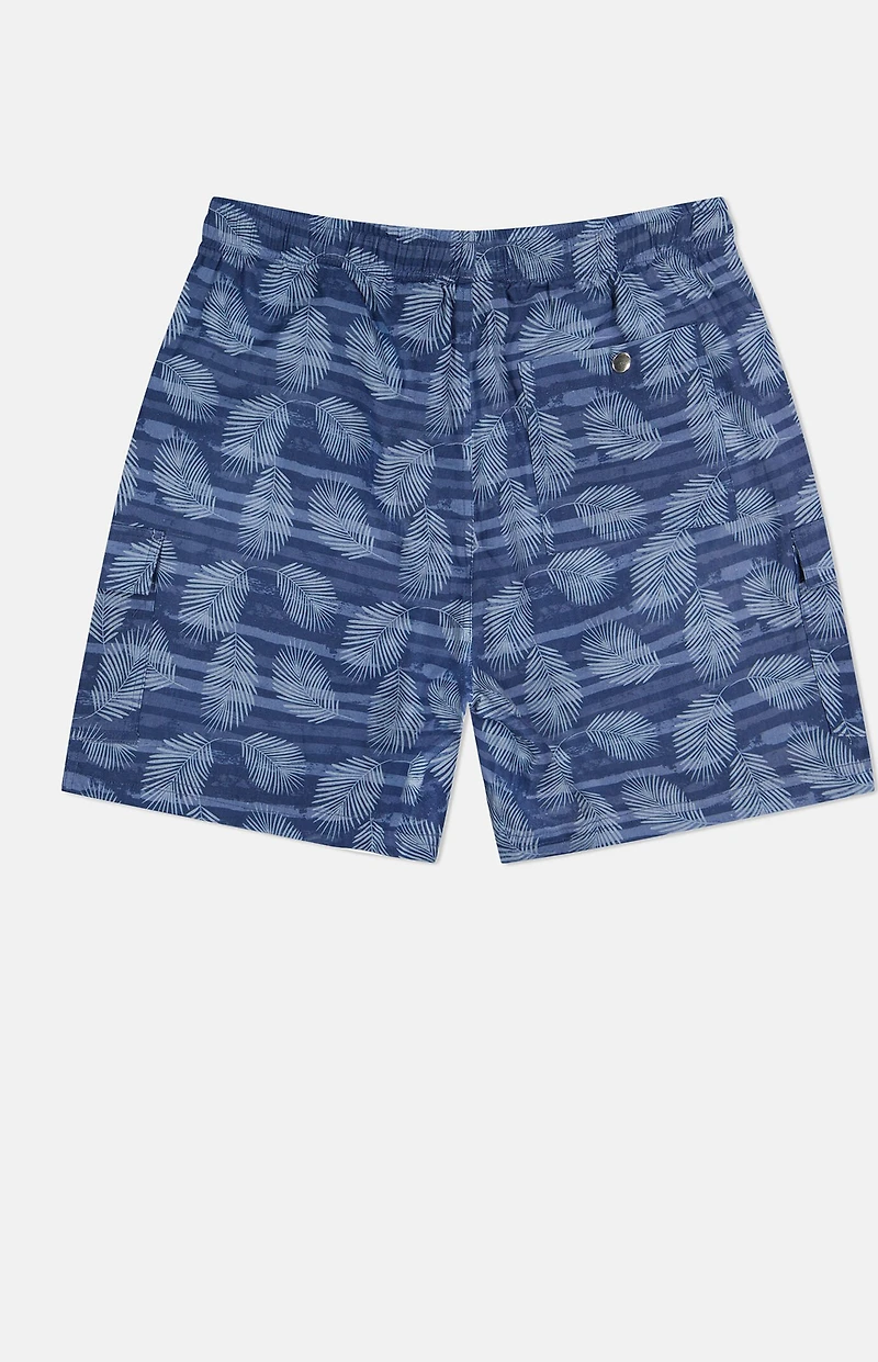 WeSC Blue Linen Utility Cargo Shorts