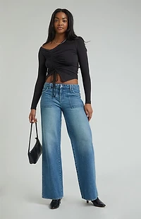 Pacsun Casey Low Rise Baggy Jeans Cargo Dark Indigo