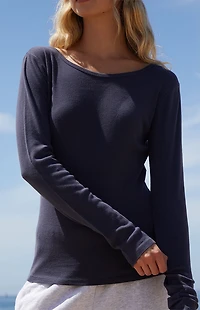 John Galt Blue Leah Long Sleeve Top