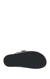 AZALEA WANG Women's Zale Studded Flat Denim Mules