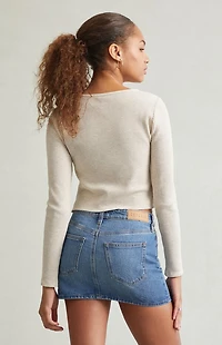 Pacsun Bella Stretch Dark Indigo Mid Rise Denim Mini Skirt