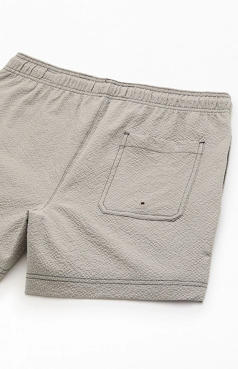 Pacsun Gray Solid Seersucker 4.5" Swim Trunks