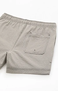 Pacsun Gray Solid Seersucker 4.5" Swim Trunks