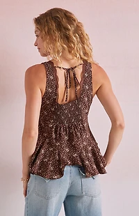 Beverly and Beck Ollie Lace Trim Floral Tank Top