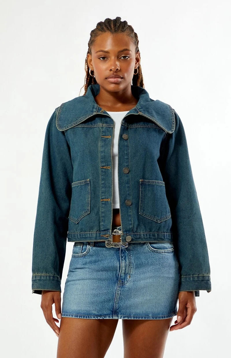 Daisy Street Halo Oversized Collar Denim Jacket