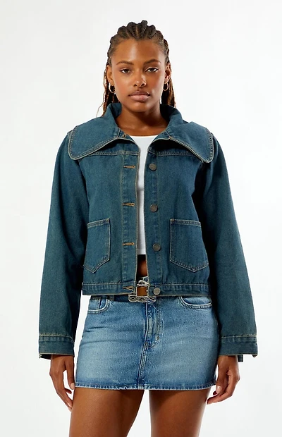 Daisy Street Halo Oversized Collar Denim Jacket