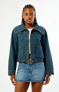 Daisy Street Halo Oversized Collar Denim Jacket