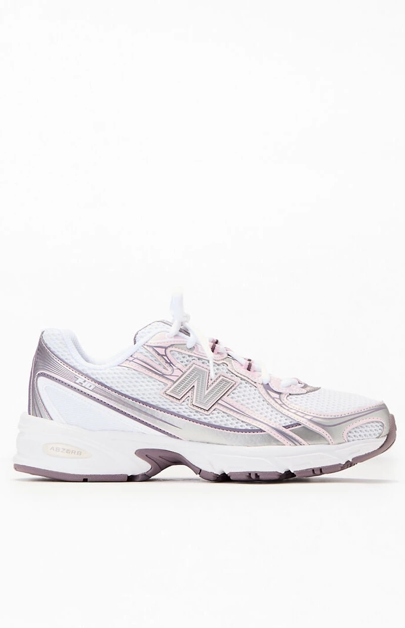 New Balance White & Pink 740 Sneakers