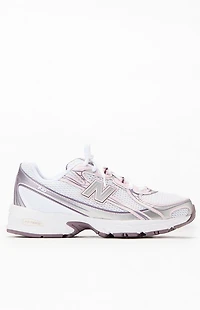 New Balance White & Pink 740 Sneakers