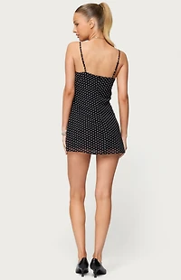Edikted Petite Polka Dot Cupped Chiffon Mini Dress