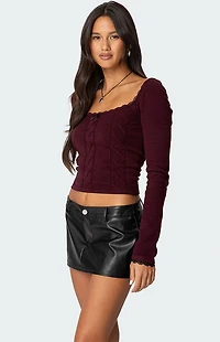 Edikted Ansley Lacey Cable Knit Top