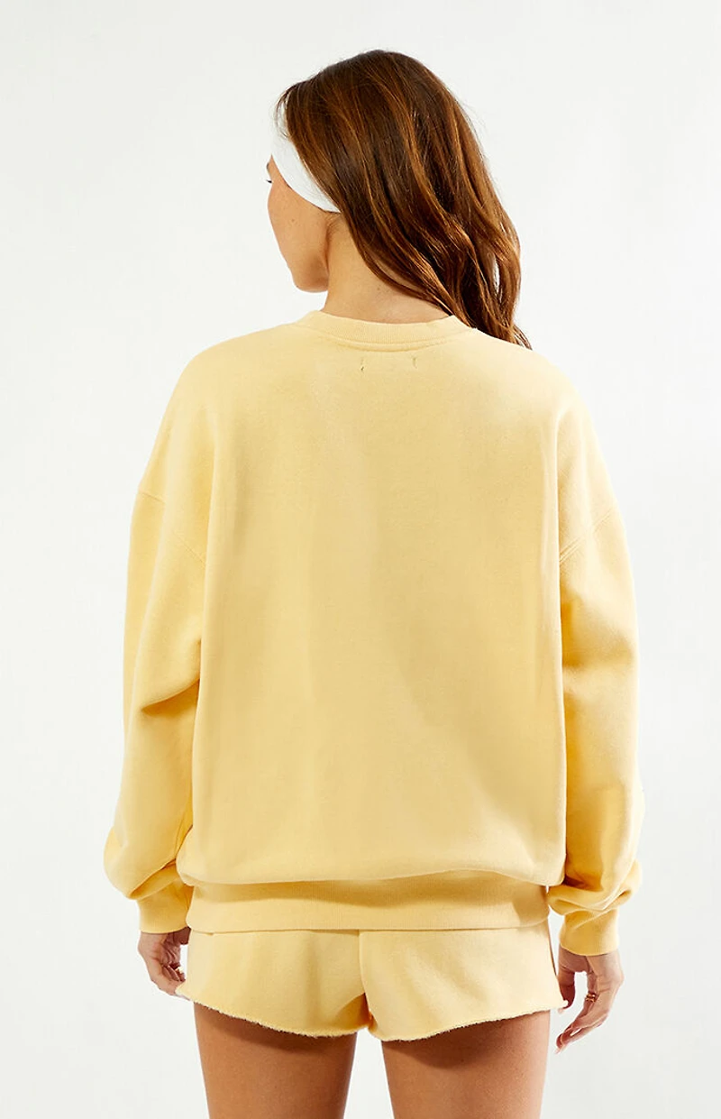 Pacsun Yellow Ultra Soft Fleece Core Washed Crew Neck Sweatshirt