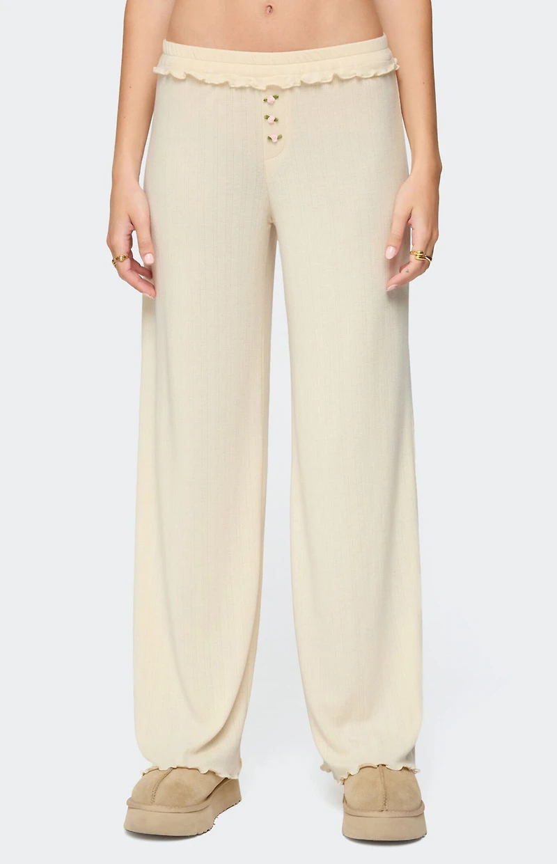 Edikted Posy Ruffle Pointelle Pants