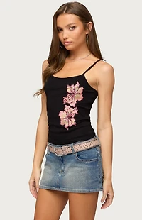 Edikted Sylvanna Sequin Flower Tank Top
