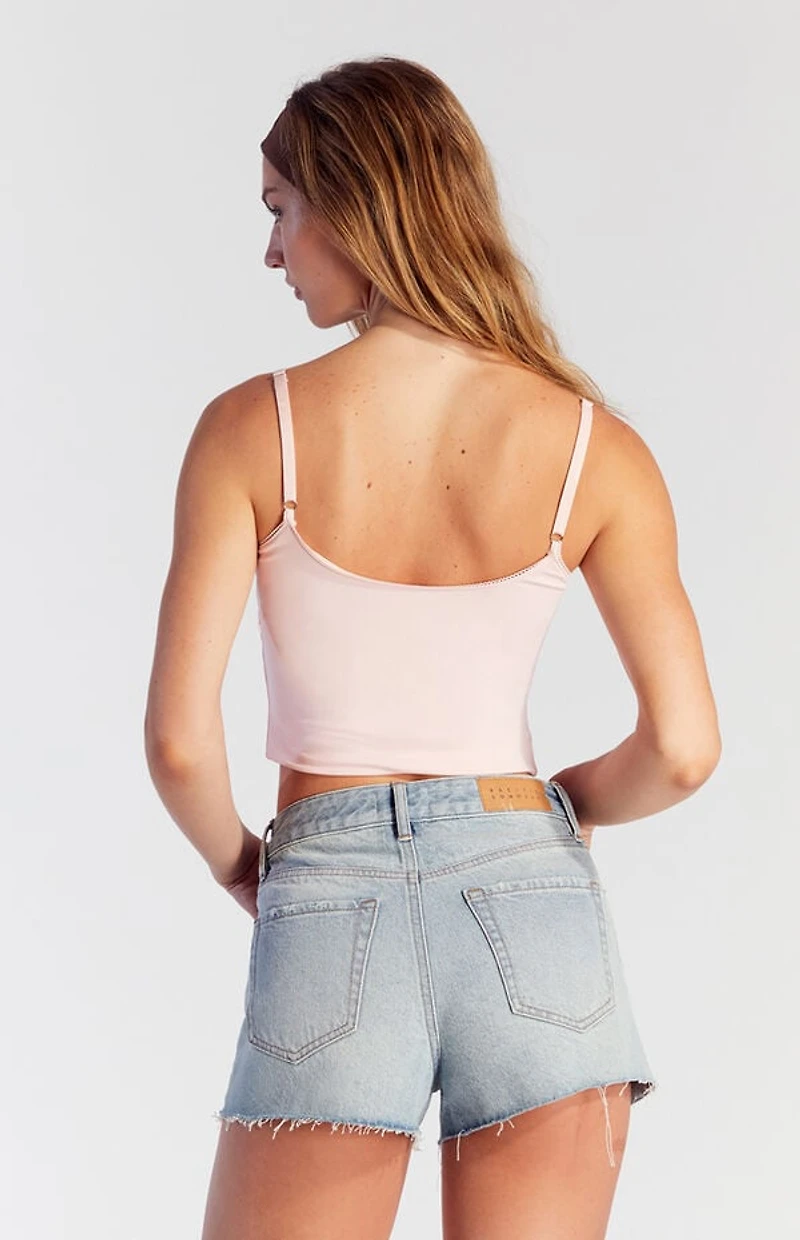 Pacsun Bow Embossed High Waisted Denim Festival Shorts