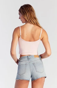 Pacsun Bow Embossed High Waisted Denim Festival Shorts