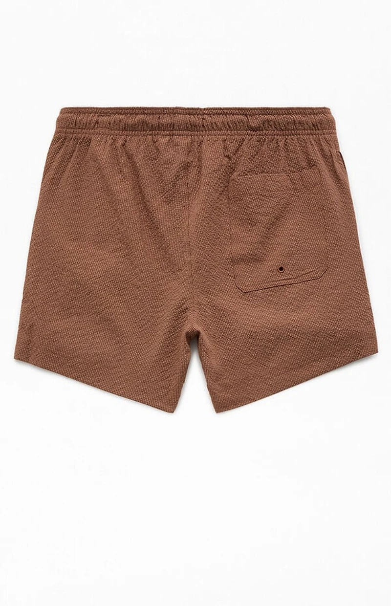 Pacsun Sail Brown Seersucker 4.5'' Swim Trunks