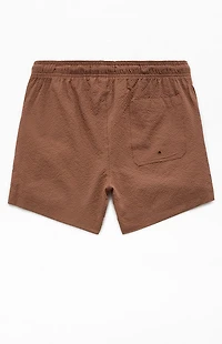 Pacsun Sail Brown Seersucker 4.5'' Swim Trunks
