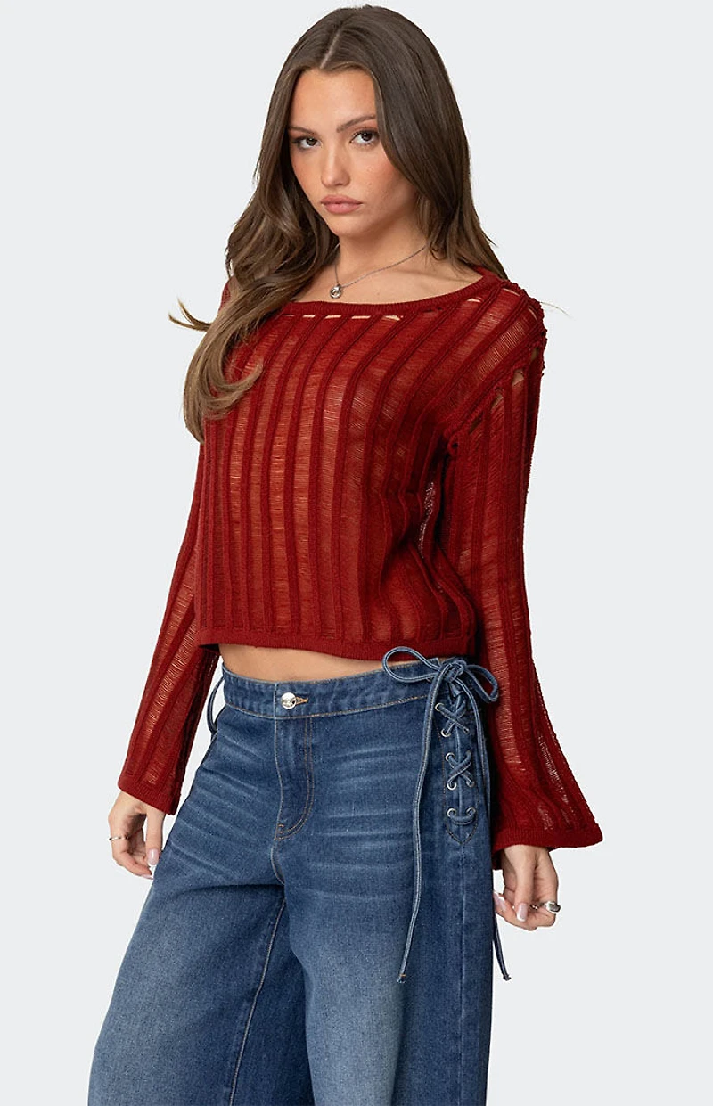 Edikted Sagir Sheer Ladder Knit Top