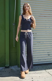 John Galt Blue & Black Striped Anastasia Baggy Sweatpants