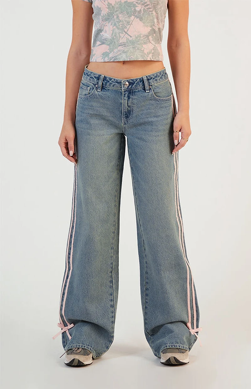 Pacsun Casey Low Rise Baggy Jeans Side Stripe Bows