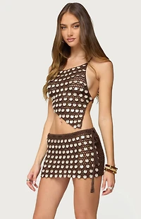 Edikted Alora Iridescent Crochet Backless Top