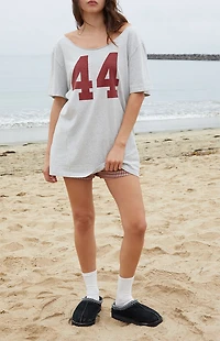 John Galt Light Gray Burgundy Penelope 84 Off-The-Shoulder Oversized Top