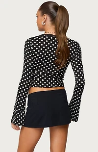 Edikted Polka Dot Lacey Plunge Neck Top