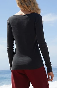 John Galt Black Zelly Ribbed Long Sleeve Top