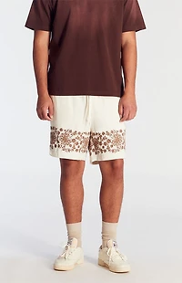 Pacsun Cream Embroidered Volley Shorts