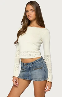 Edikted Maple Pointelle Long Sleeve Top