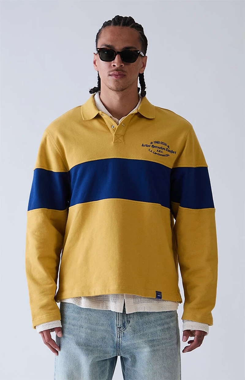 A.R.C. Yellow Long Sleeve Rugby Polo Shirt