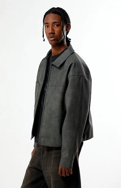 Pacsun Gray Faux Leather Billie Gas Jacket