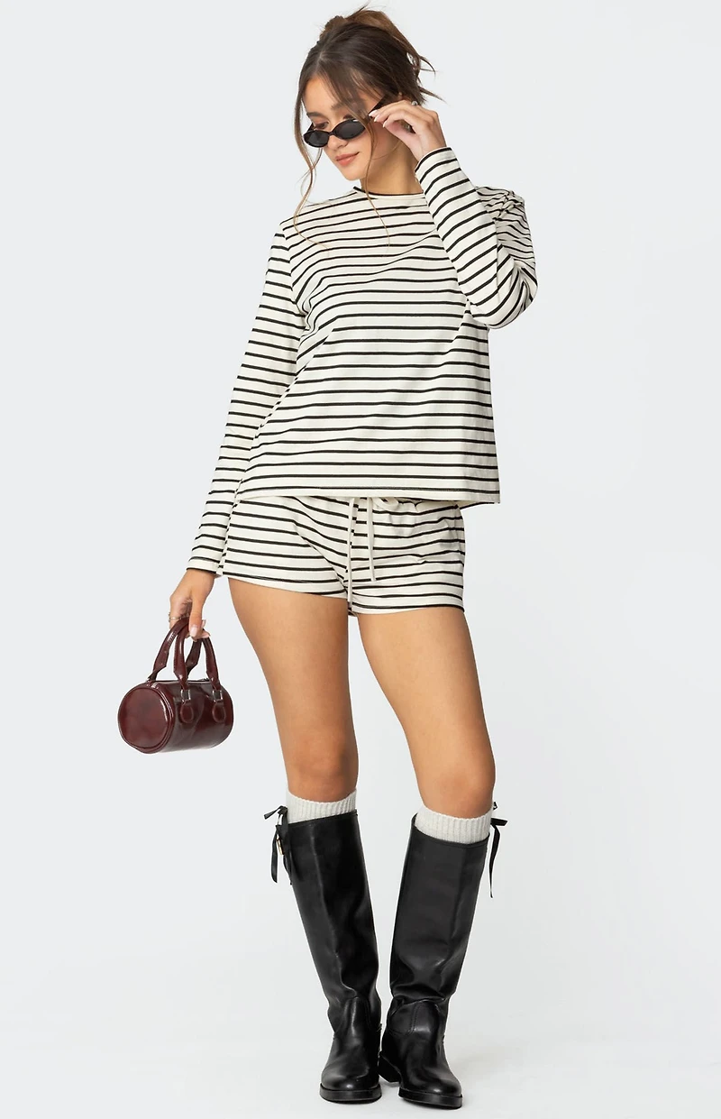 Edikted Jordyn Striped Drawstring Shorts