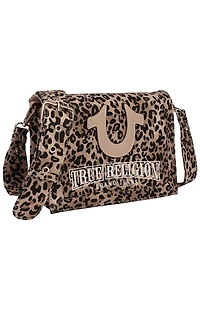 True Religion Bling Logo Leopard Messenger Bag