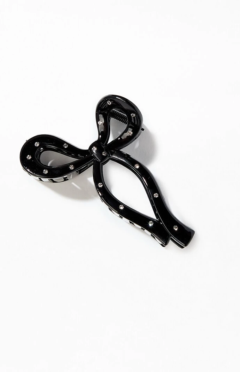 LA Hearts Black Rhinestone Bow Hair Claw Clip