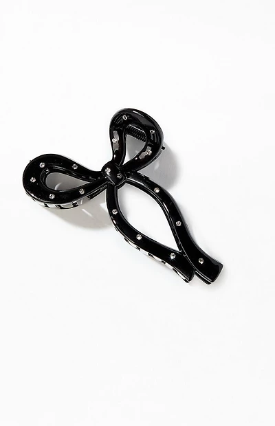 LA Hearts Black Rhinestone Bow Hair Claw Clip