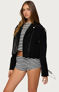 Edikted Ryder Faux Suede Biker Jacket